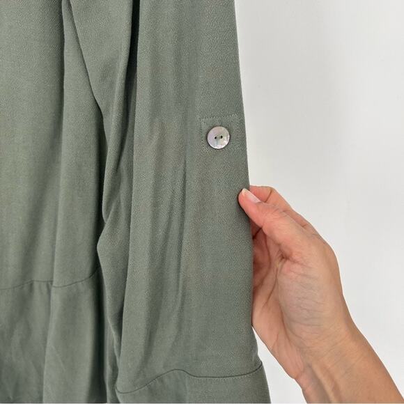 Soft Surroundings Green Button Front Tunic Top Size Small Fall Casual Minimalist - Picture 6 of 8